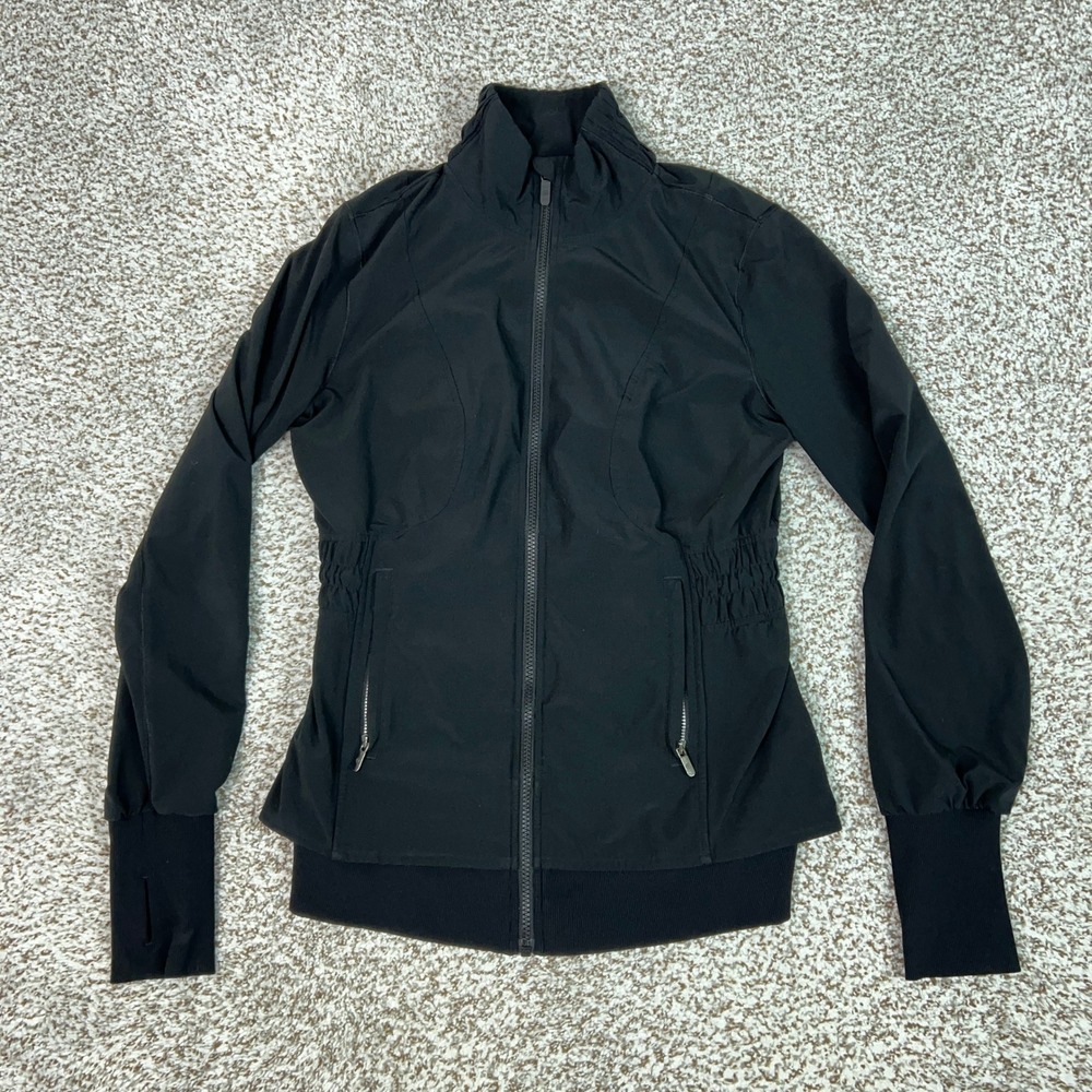 Lululemon Jacket Womens 8 Black Full Zip Thumbhole Activewear Running Gym Sports